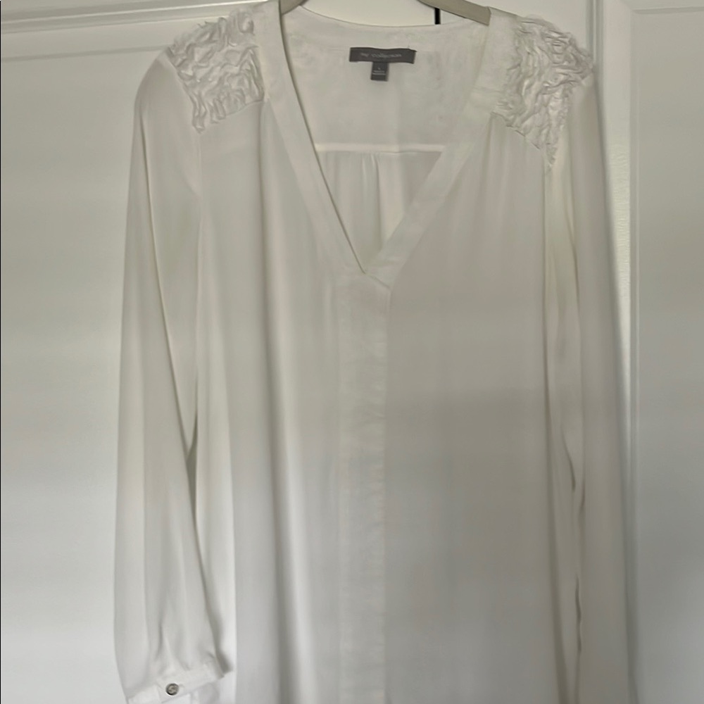 Elegant White Blouse with Floral Accents